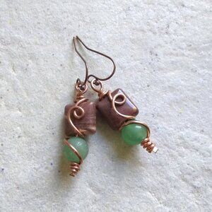 Short Wire Wrapped Forest Fall Earrings - Compact Sturdy Durable Everyday Wear!